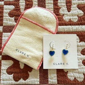 Clare V. Bezel Heart Blue Gemstone Earrings.